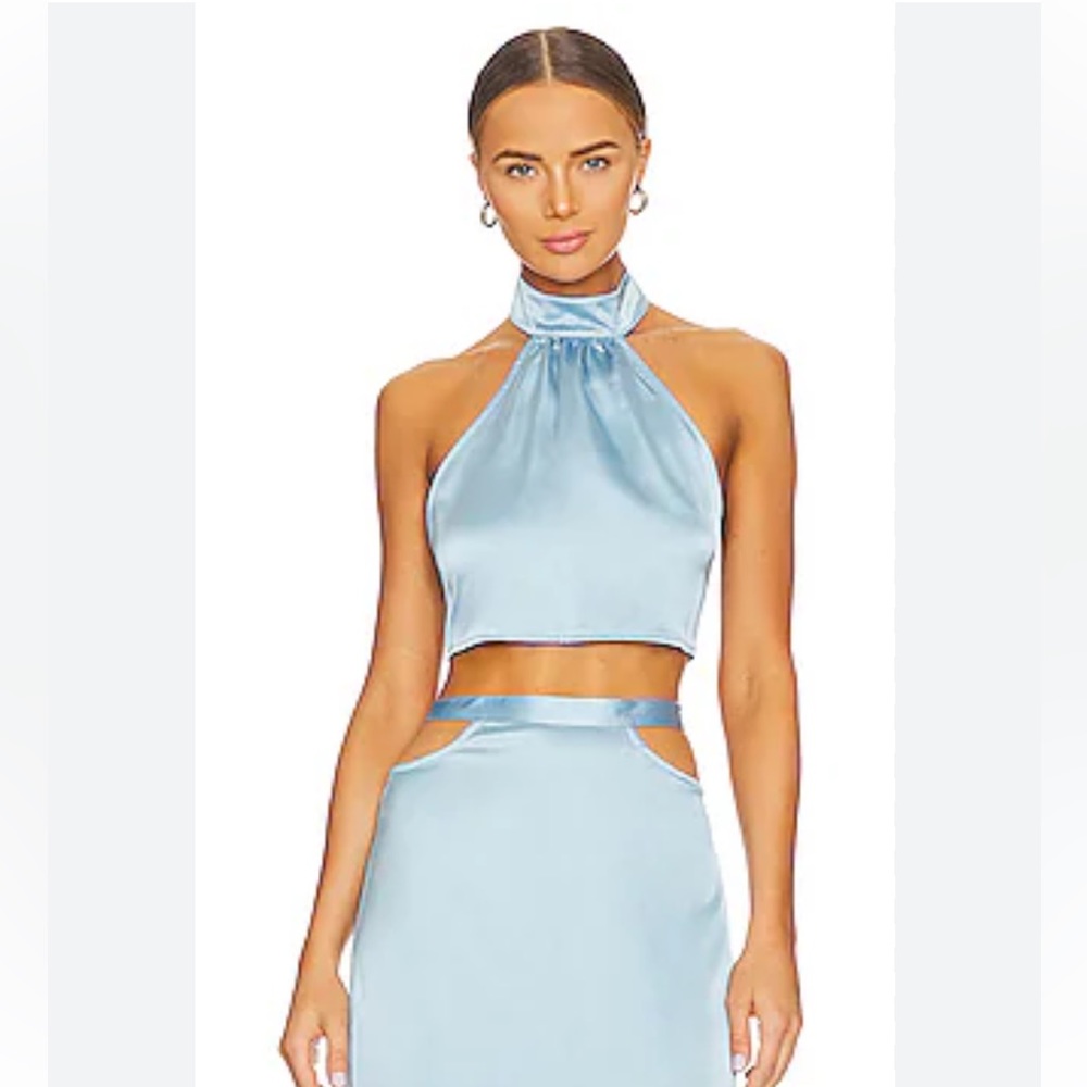 NWT We Wore What Cut-Out Satin Charmeuse Top and Skirt Set